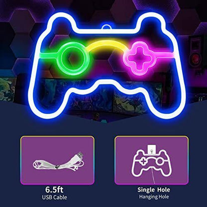 Led Game Neon Sign, Gamepad Shape Neon Signs for Gamer Room, Neon Light up for B