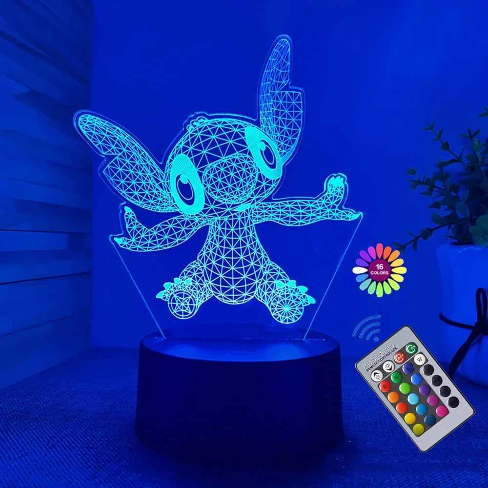 3D Illusion Stitch Night Light with Remote Control and Smart Touch Room Decor Lamp Birthday Valentine'S Day Christmas Gifts