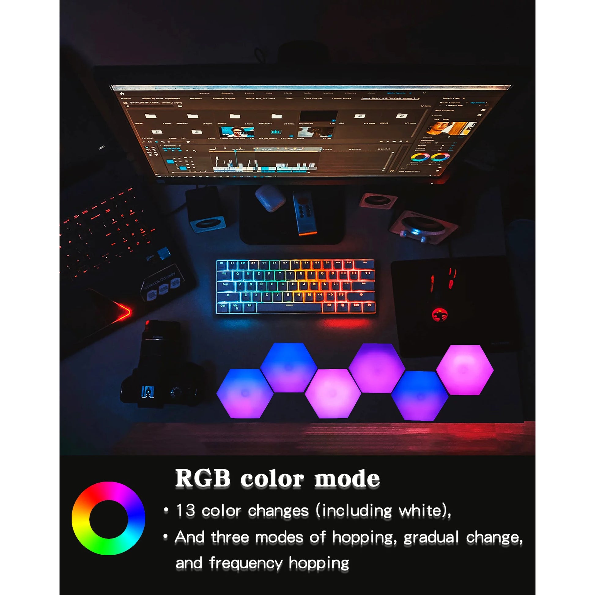 Hexagon Lights, RGB LED Wall Lights with Remote, Smart DIY Touch Sensitive for Game Room Decor, Party (6-Pack)