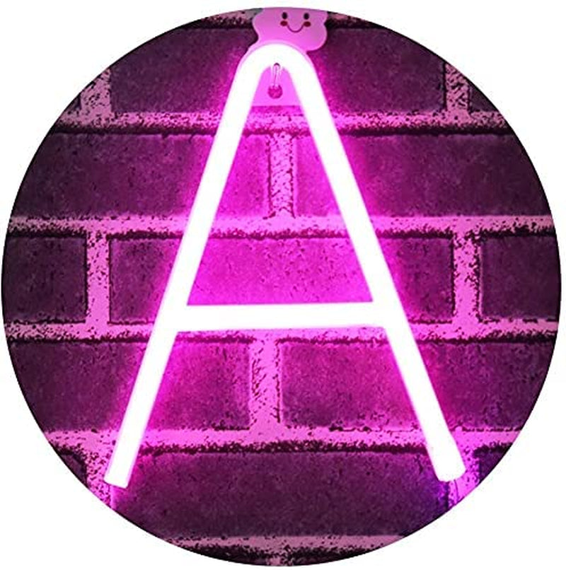 LED Neon Letters Light, Marquee Signs Light up Letters USB Plug in Batteries Operated Night Light Pink Lamp Words Signs for Teen Girls Bedroom Decor-Pink Letter a Sign