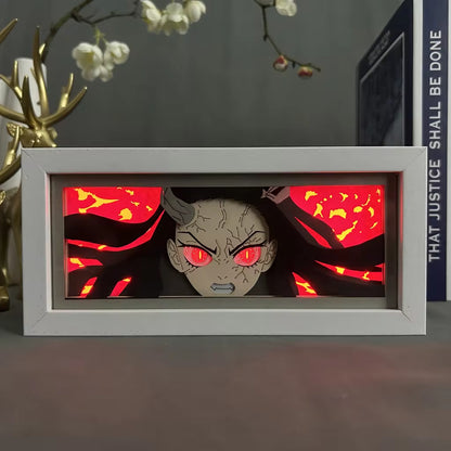 Kimetsu No Yaiba Paper Cut Shadow Box for Home Decoration Manga Table Desk Lamp Anime Light Box Nezuko Kamado Demon Slayer