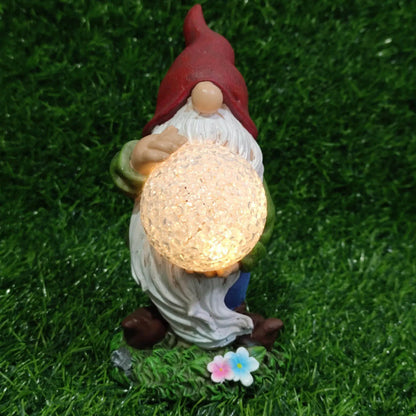 Garden Gnome with Solar Powered LED Light Waterproof Solar Powered Lights Garden Sculptures Outdoor Garden Statues Yard Patio