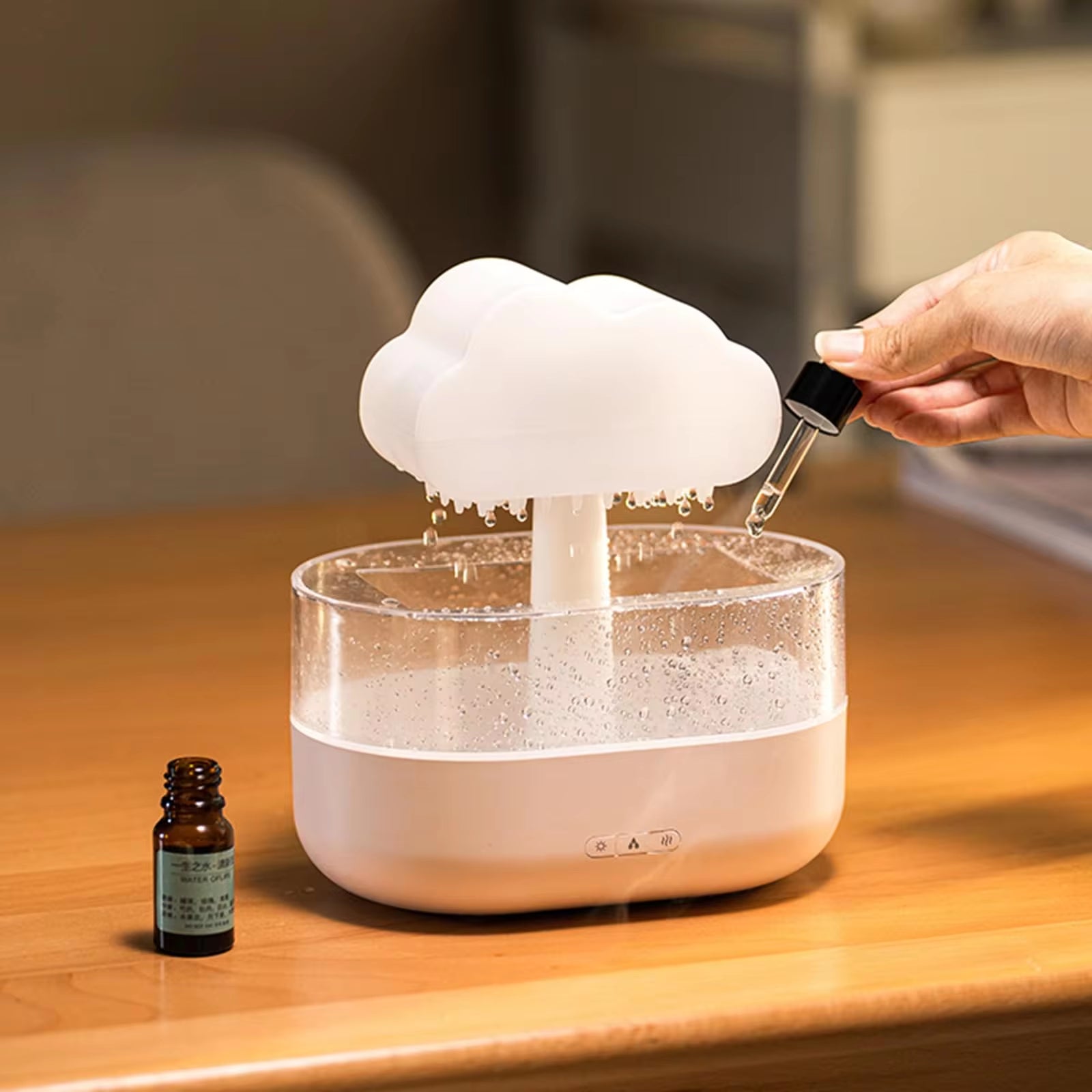 Cloud Rain Humidifier Water Drip 200Ml Cloud Aromatherapy Essential Oil Diffuser with Diffuser with 7 Colors LED Light